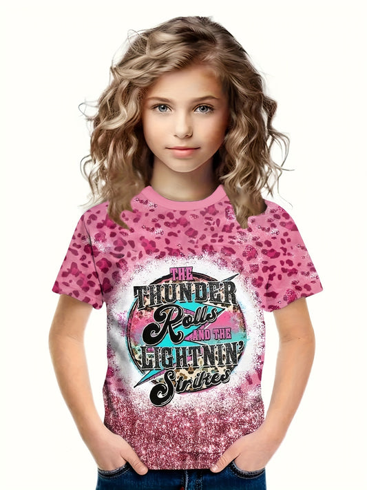 Leopard Print Short Sleeve T shirt Kids Summer Tops