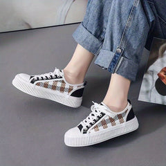 Women's Plaid Canvas Lace Up Low Top Shoes