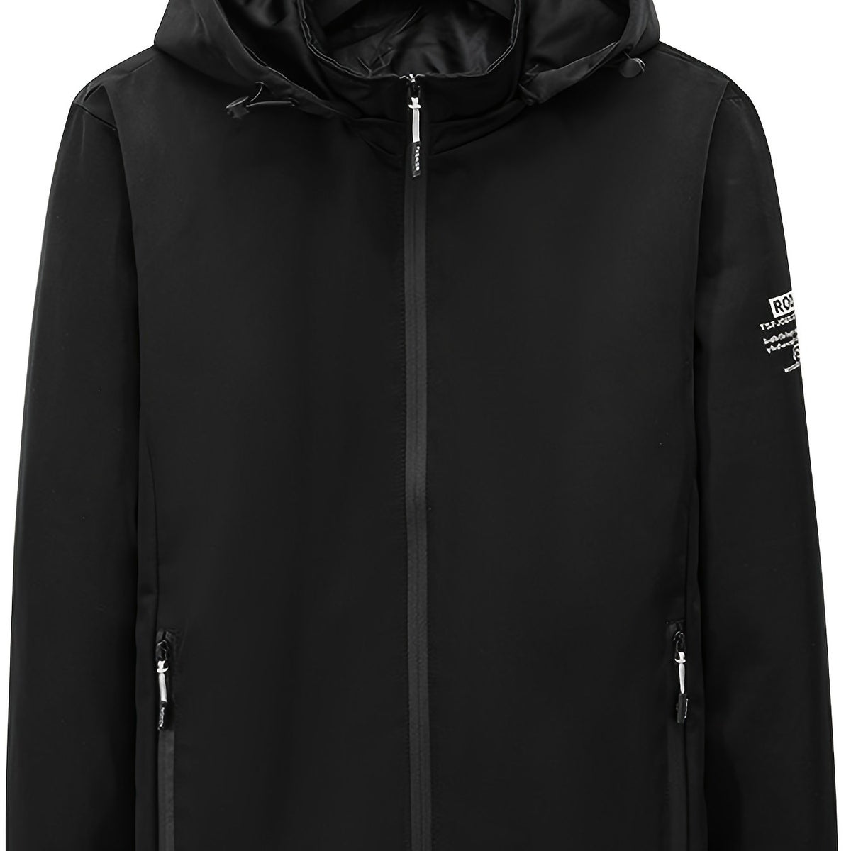 Men's Letter Print Zipper Lightweight Hooded Jacket