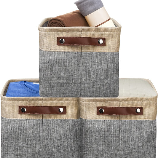 3pcs Fabric Storage Bins for Baby Supplies and Toys