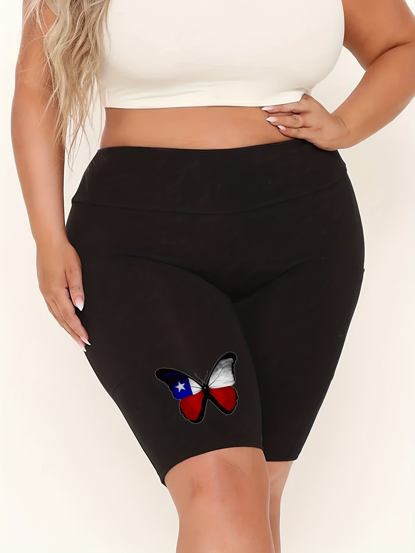  Butterfly Print High Rise Biker Shorts