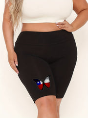  Butterfly Print High Rise Biker Shorts