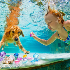 20pcs Colorful Submersible Gems Pool Toys - Underwater Acrylic Gems Collection