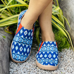 Women's Geometric Canvas Slip On Flat Shoes Comfy Travel Shoes
