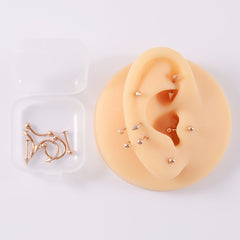 12PC Stainless Steel Body Piercing Jewelry Set 16G Nose Lip Tongue Cartilage