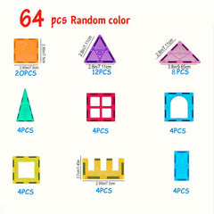 64pcs Magnetic Building Blocks Toy Kids Educational Construction