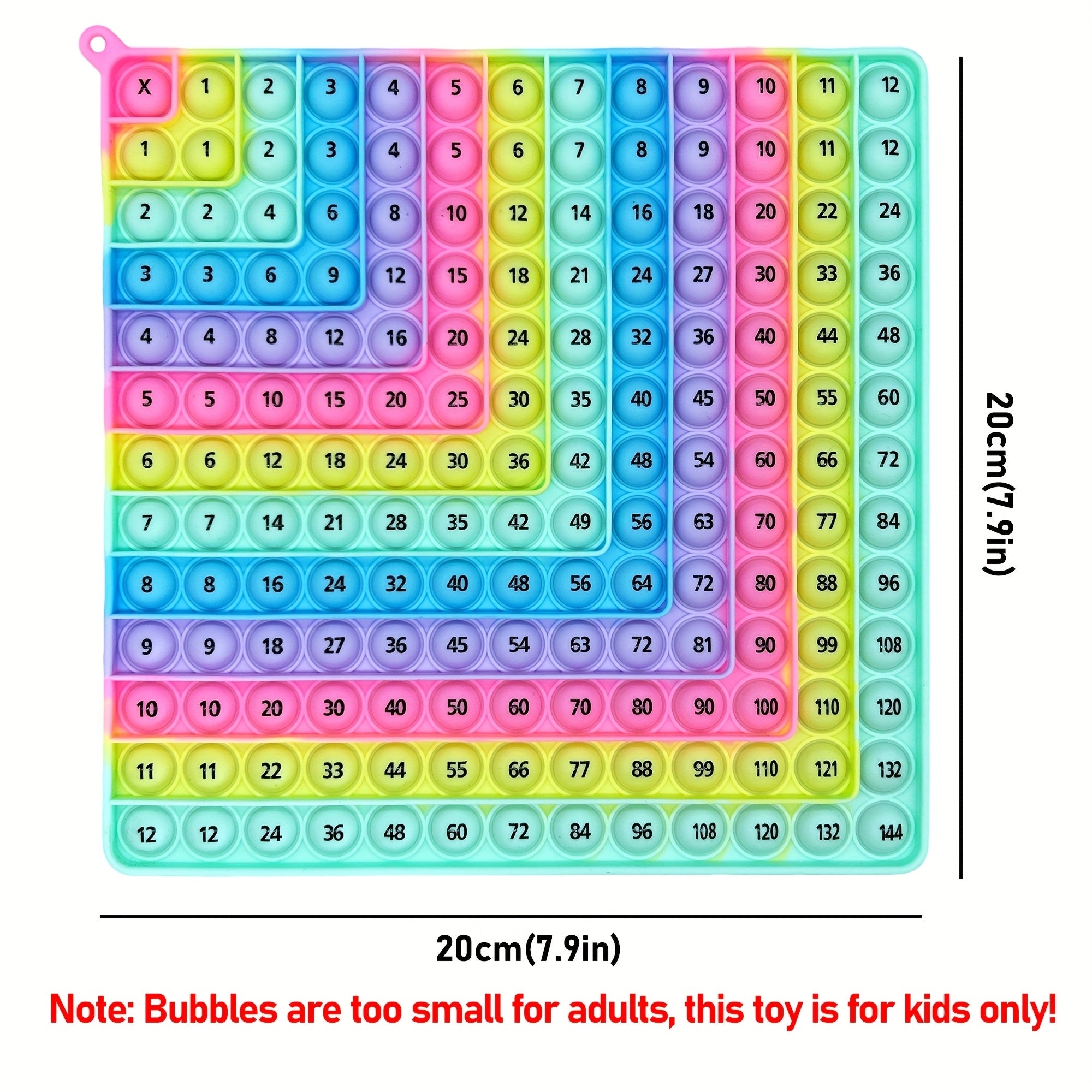 12x12 Addition Chart Math Games Push Bubble Fidget Toy for School