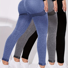 Solid Butt Lifting High Elastic Yoga Leggings Soft Workout Pants