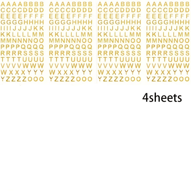 8 Sheets Golden Letter Stickers Small Glitter Self Adhesive Alphabet Stickers