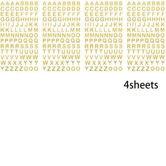 8 Sheets Golden Letter Stickers Small Glitter Self Adhesive Alphabet Stickers