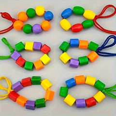 50pcs Educational Threading Beads Toy Set with Lacing Strings