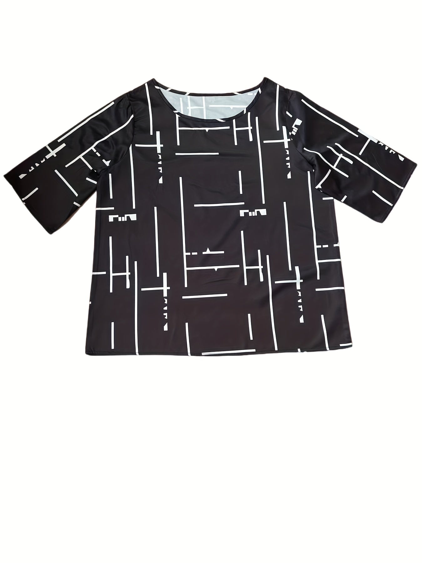 Women's Plus Stripe Print Tee & Pants Two Piece Set