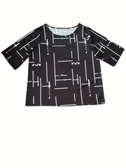 Women's Plus Stripe Print Tee & Pants Two Piece Set