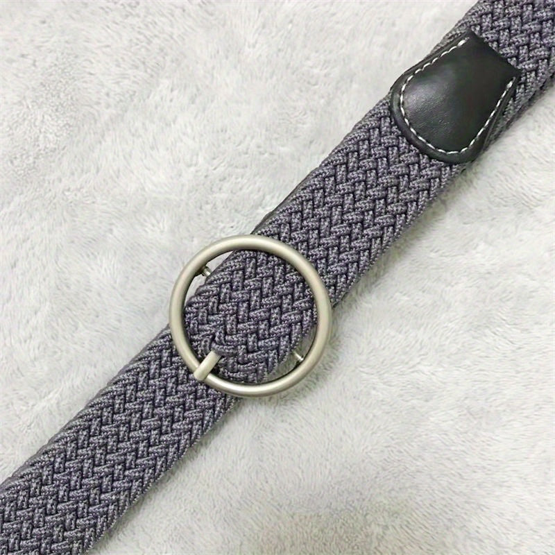 Unisex PU Leather Belt with Round Buckle for Daily Commuting
