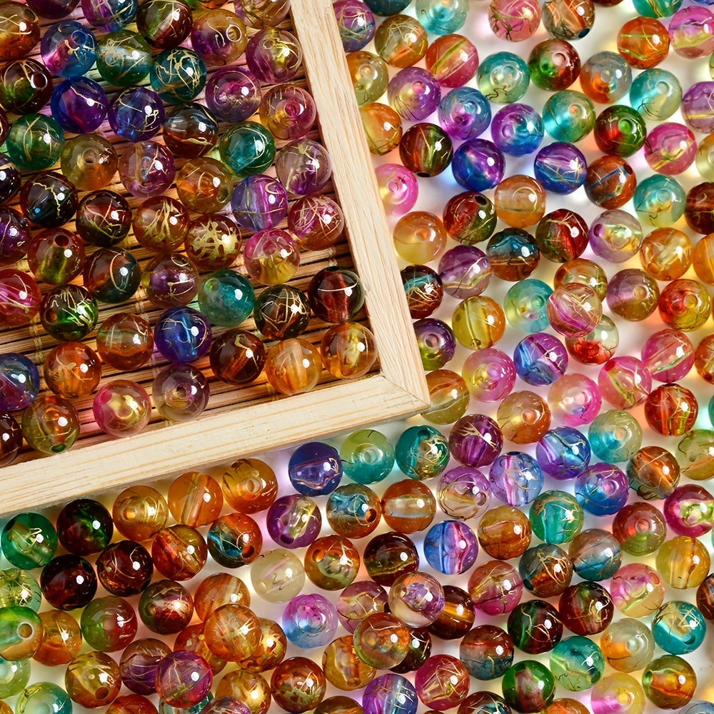 50pcs 0.31in Acrylic Stone Beads Glitter Loose Beads for Jewelry Making DIY