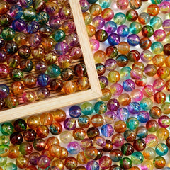 50pcs 0.31in Acrylic Stone Beads Glitter Loose Beads for Jewelry Making DIY