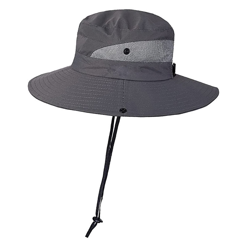 UV Protection Fishing Bucket Hat with Cooling Mesh and Ponytail Opening