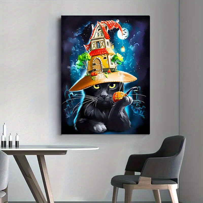 Halloween Cat Canvas Painting 30X40cm Wall Art Bedroom Decoration