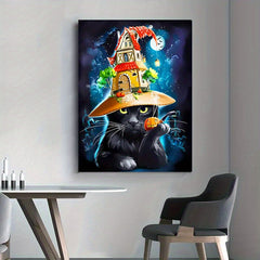 Halloween Cat Canvas Painting 30X40cm Wall Art Bedroom Decoration