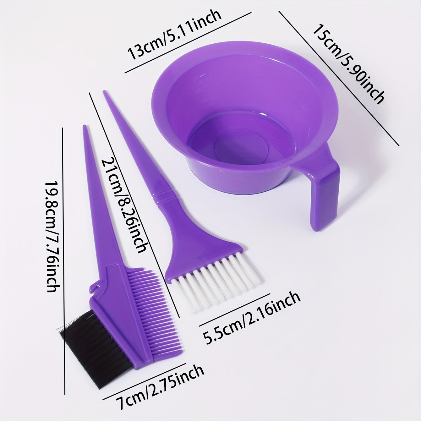 3pcs Hair Dye Kit Brush Bowl & Applicator for Salon Use