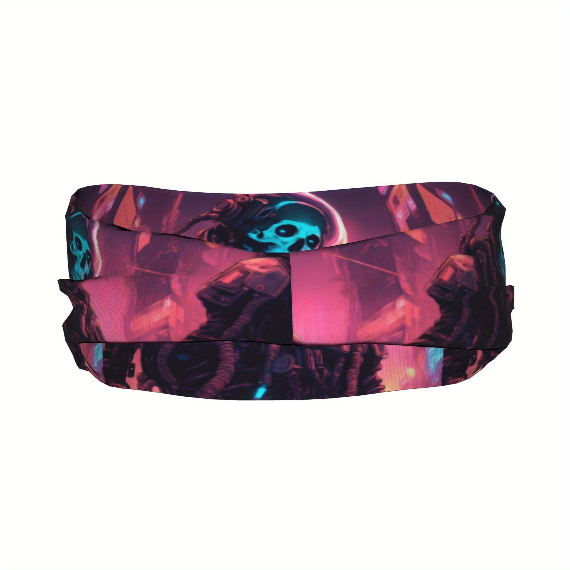 Astronaut Skull Sports Headband Sweat Wicking Stretchy Polyester Cyberpunk