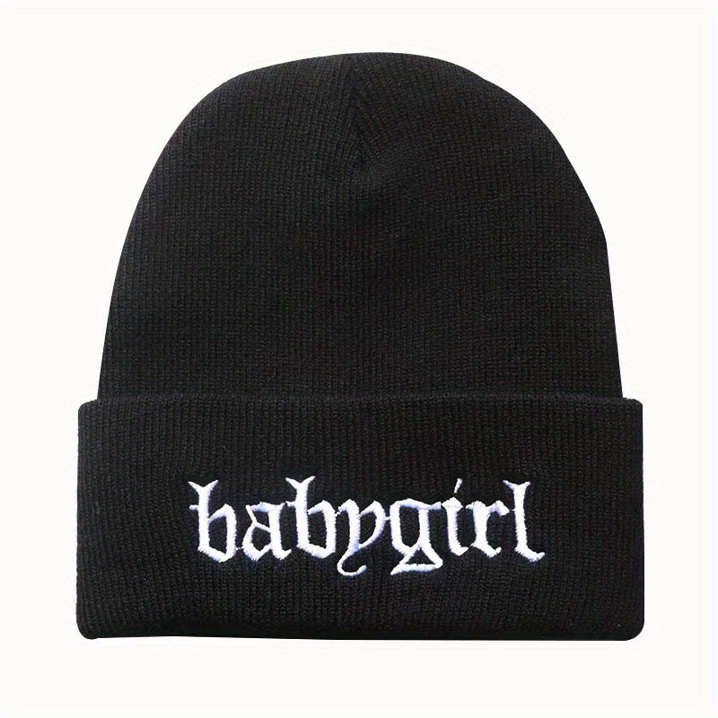 Unisex Babygirl Embroidered Warm Knit Hat for Kids & Teens