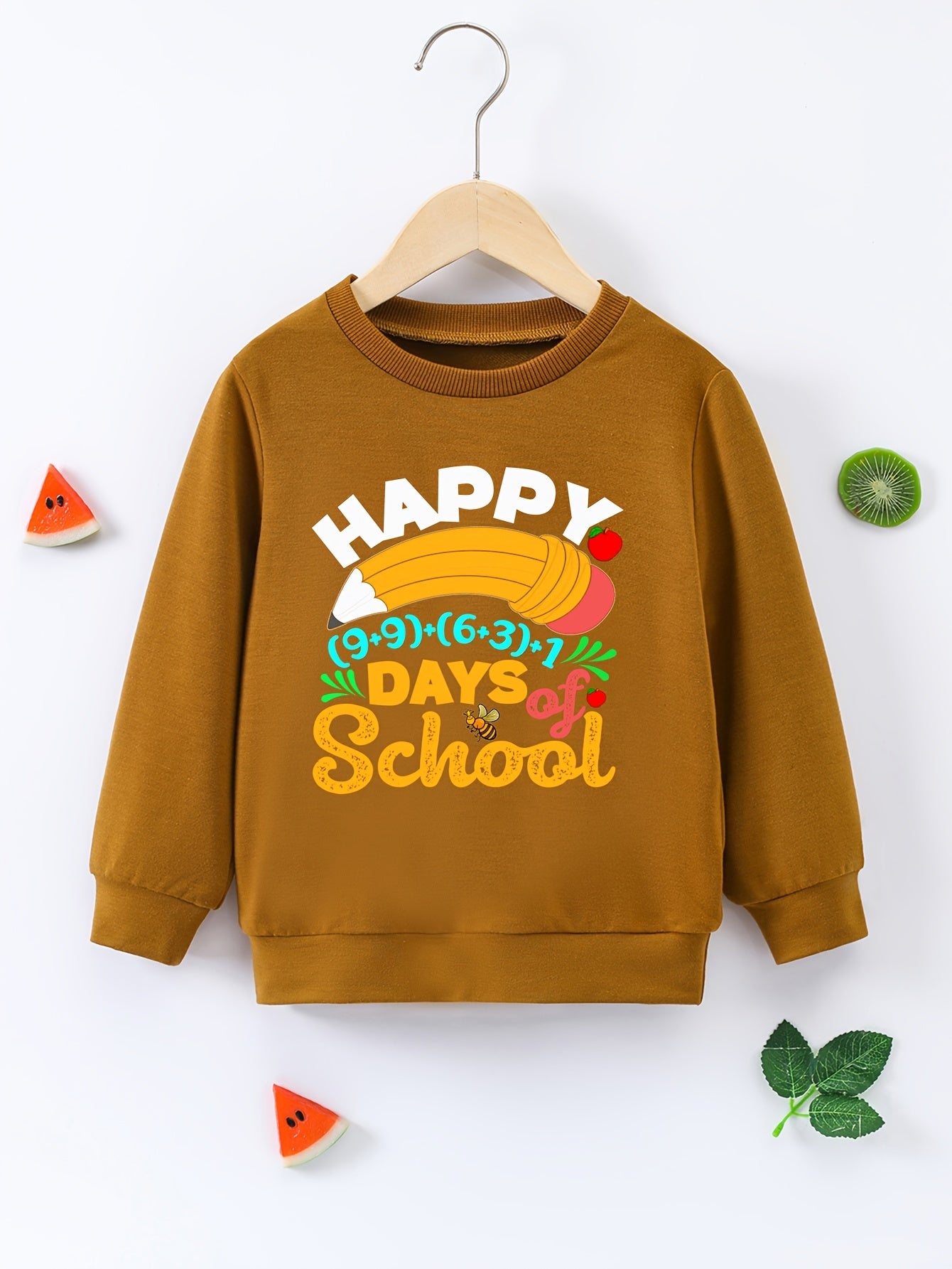 Boys Cartoon Letter Print Happy School Sweatshirt