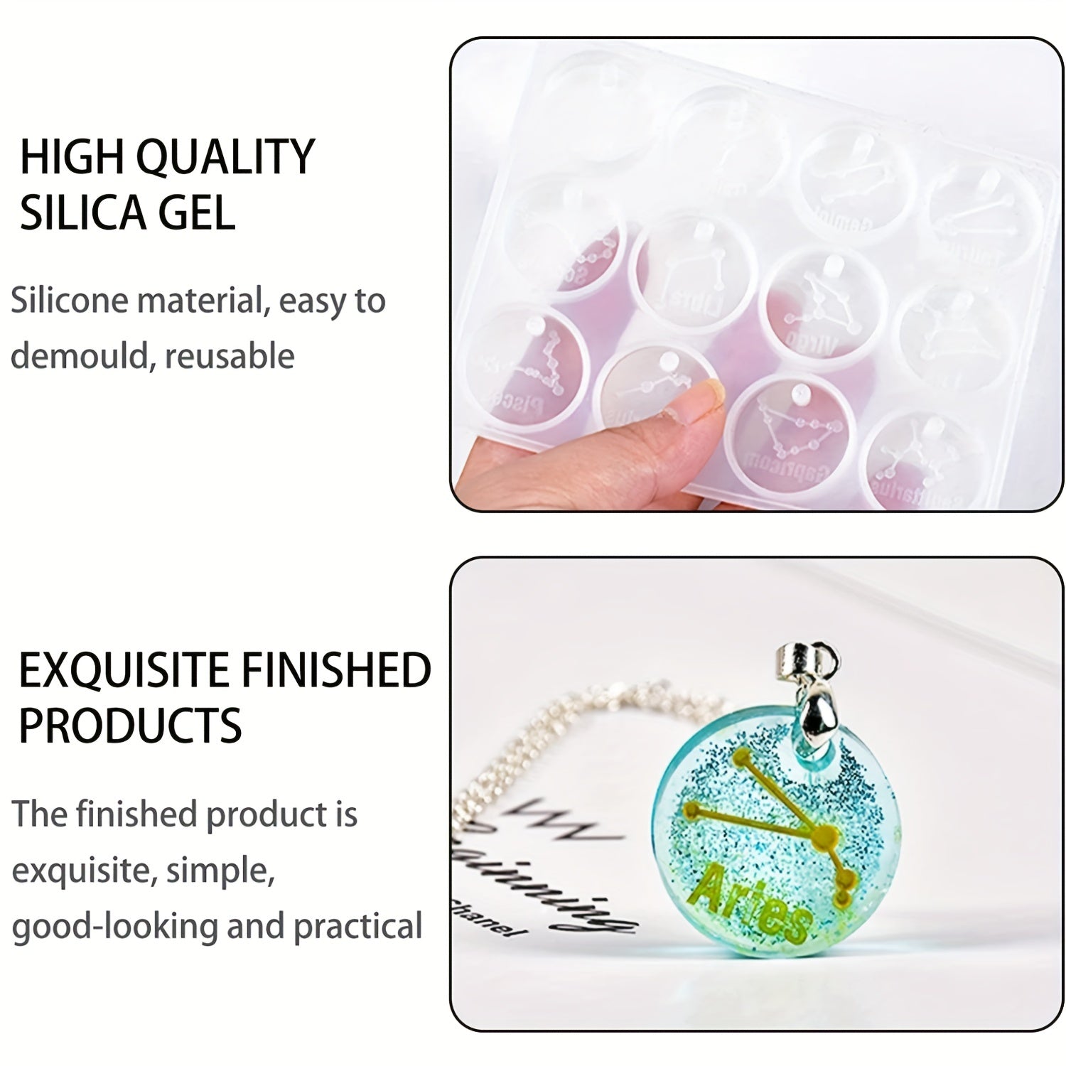 12 Zodiac Constellations Resin Molds Round Zodiac Sign Epoxy Resin Molds