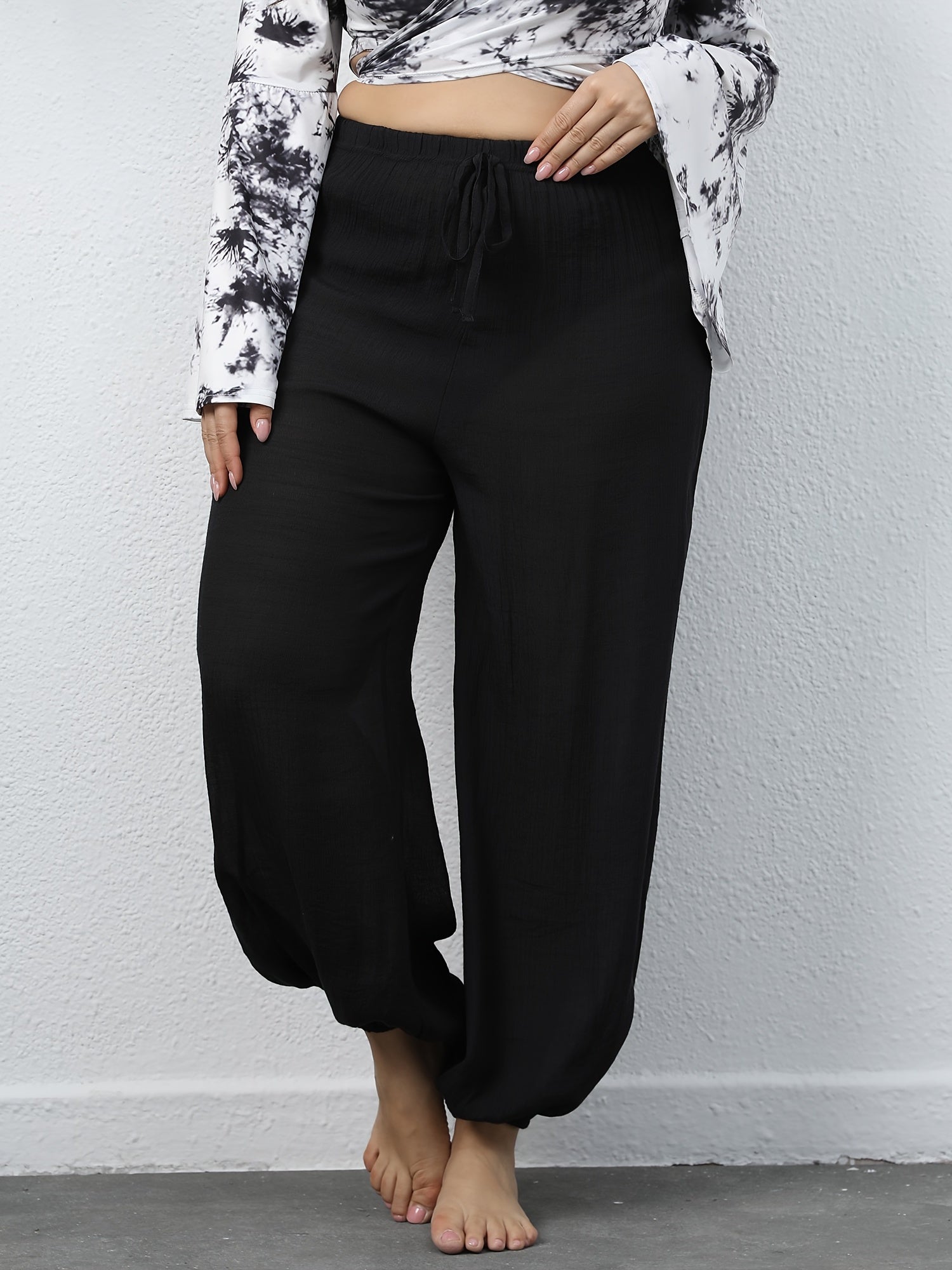  Boho Pants Women's Plus High Rise Wide Leg Pants