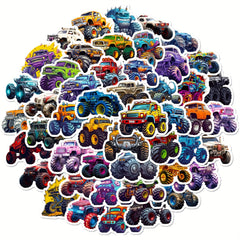 50pcs Monster Truck Stickers Waterproof for Water Bottles Skateboard Car Bike