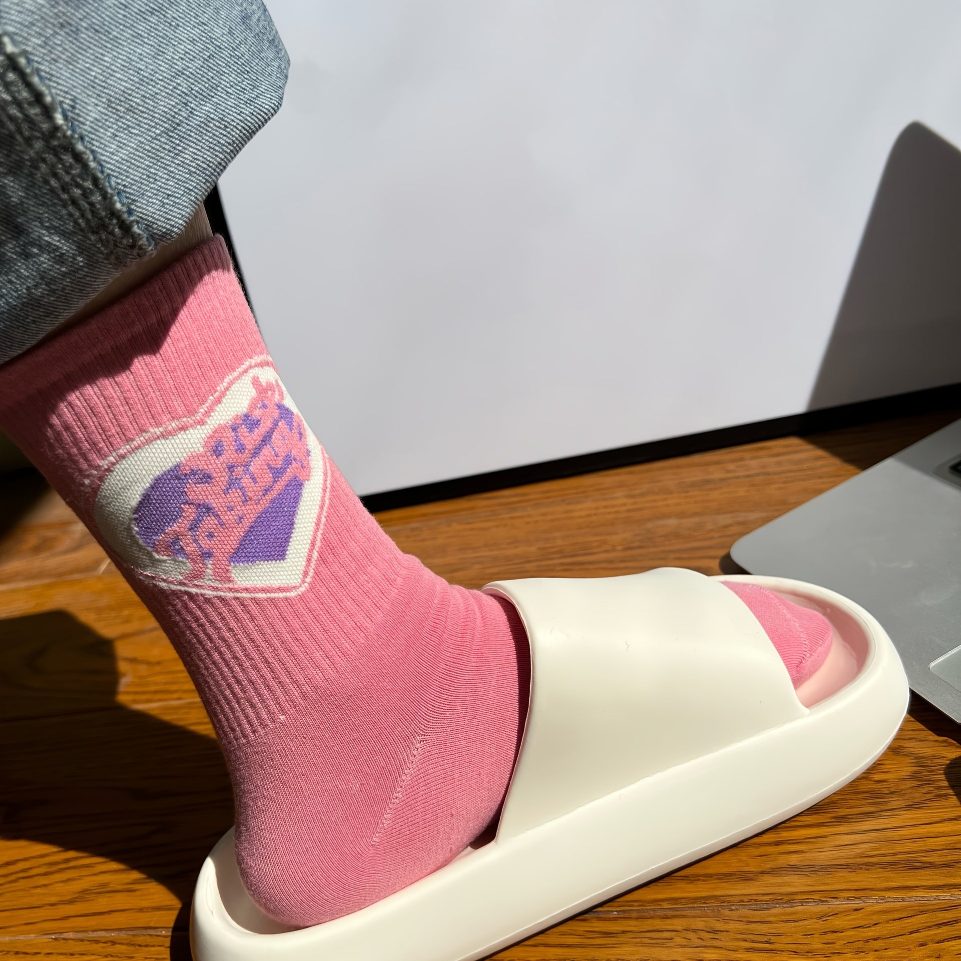 5 Pairs Letter Print Socks Comfy & Breathable Women's Stockings