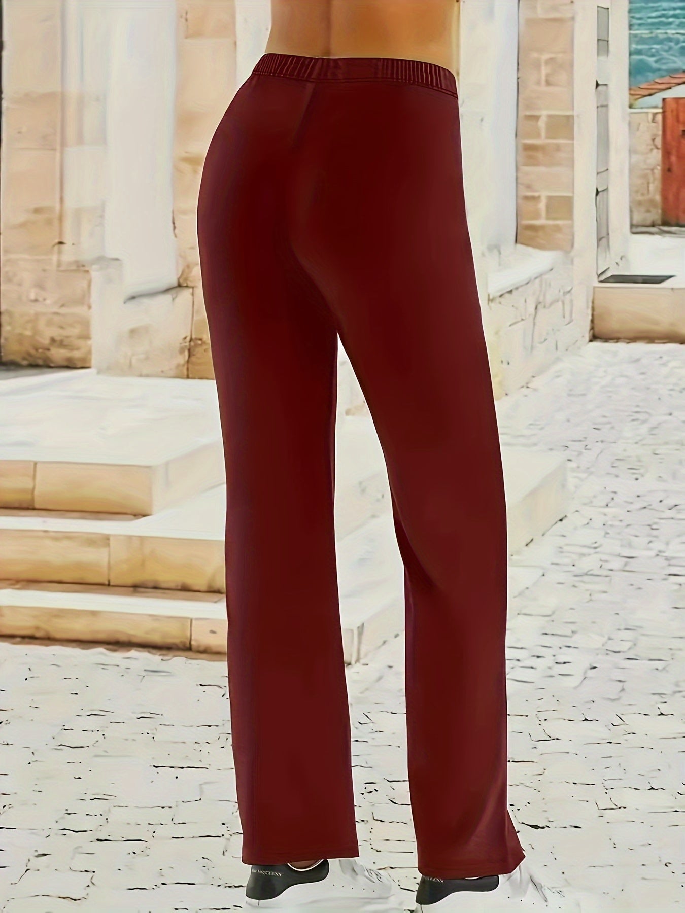 Casual Pants Plus Size Women Solid Stretch Straight Leg Trousers