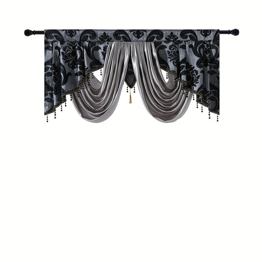 Retro Jacquard Valance Tassel Double Wave Curtain Head