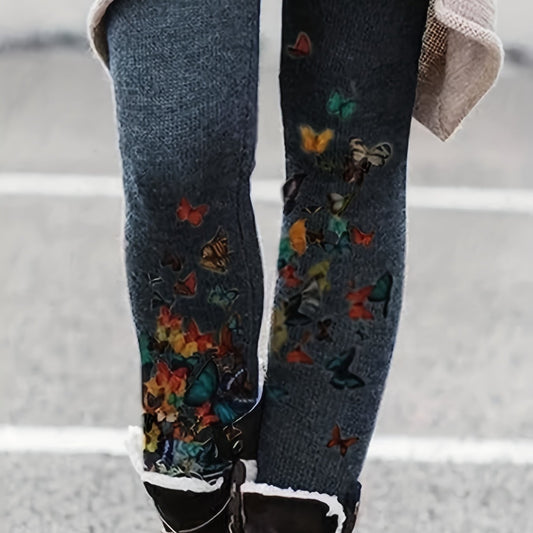  Butterfly Print High Rise Leggings