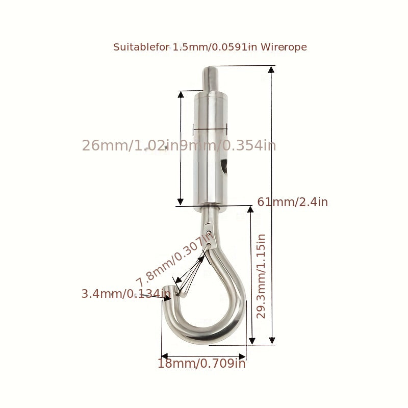2pcs Stainless Steel Spring Buckles Adjustable Curtain Wire Buckles