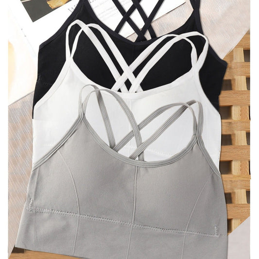 3pcs Solid Cross Back Sports Bra Bundle