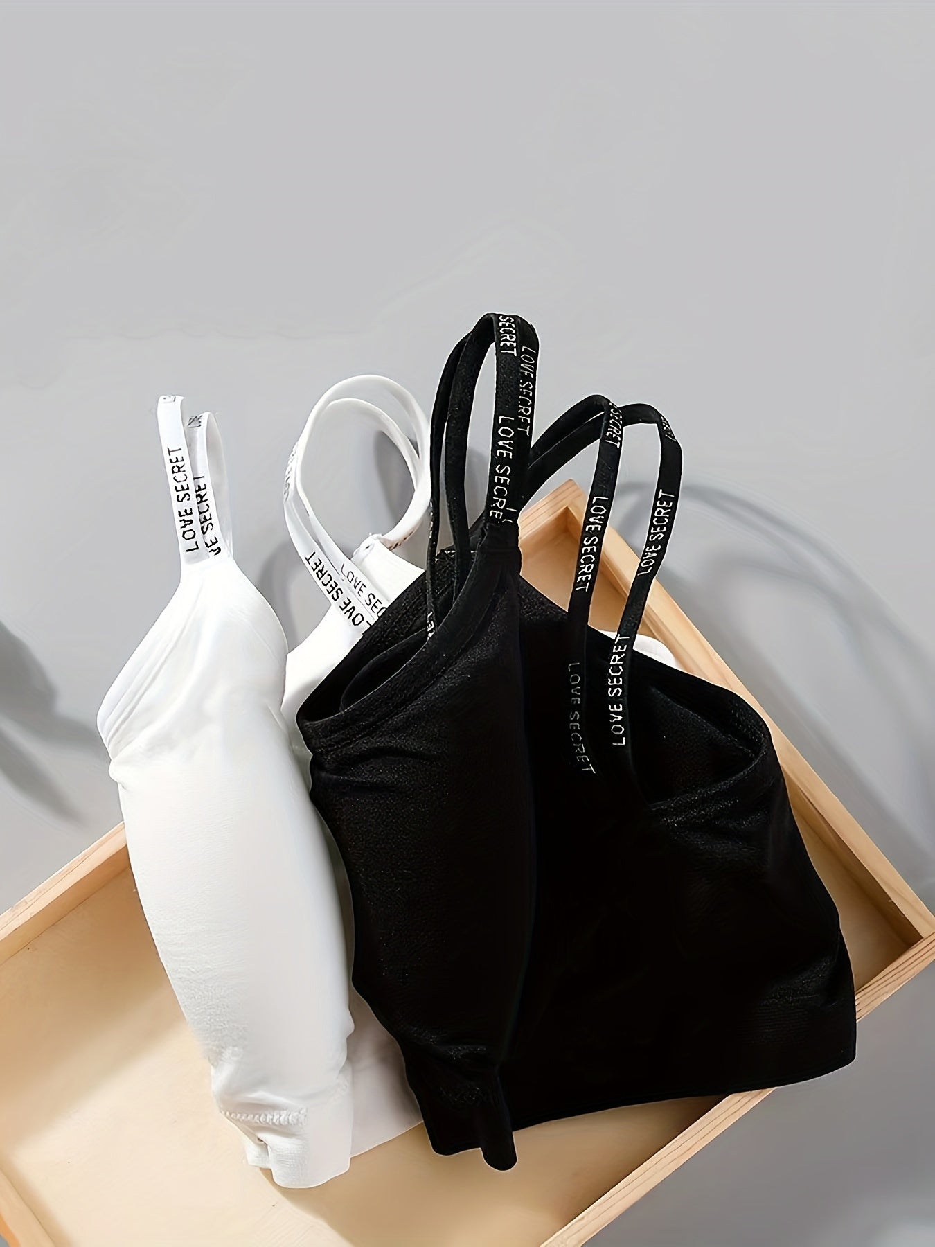 2pcs Wireless Bras Letter Straps Comfy & Breathable Women's Lingerie