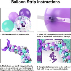Mermaid Balloon Flower Ring Set with Purple & Green Puffer Balloons