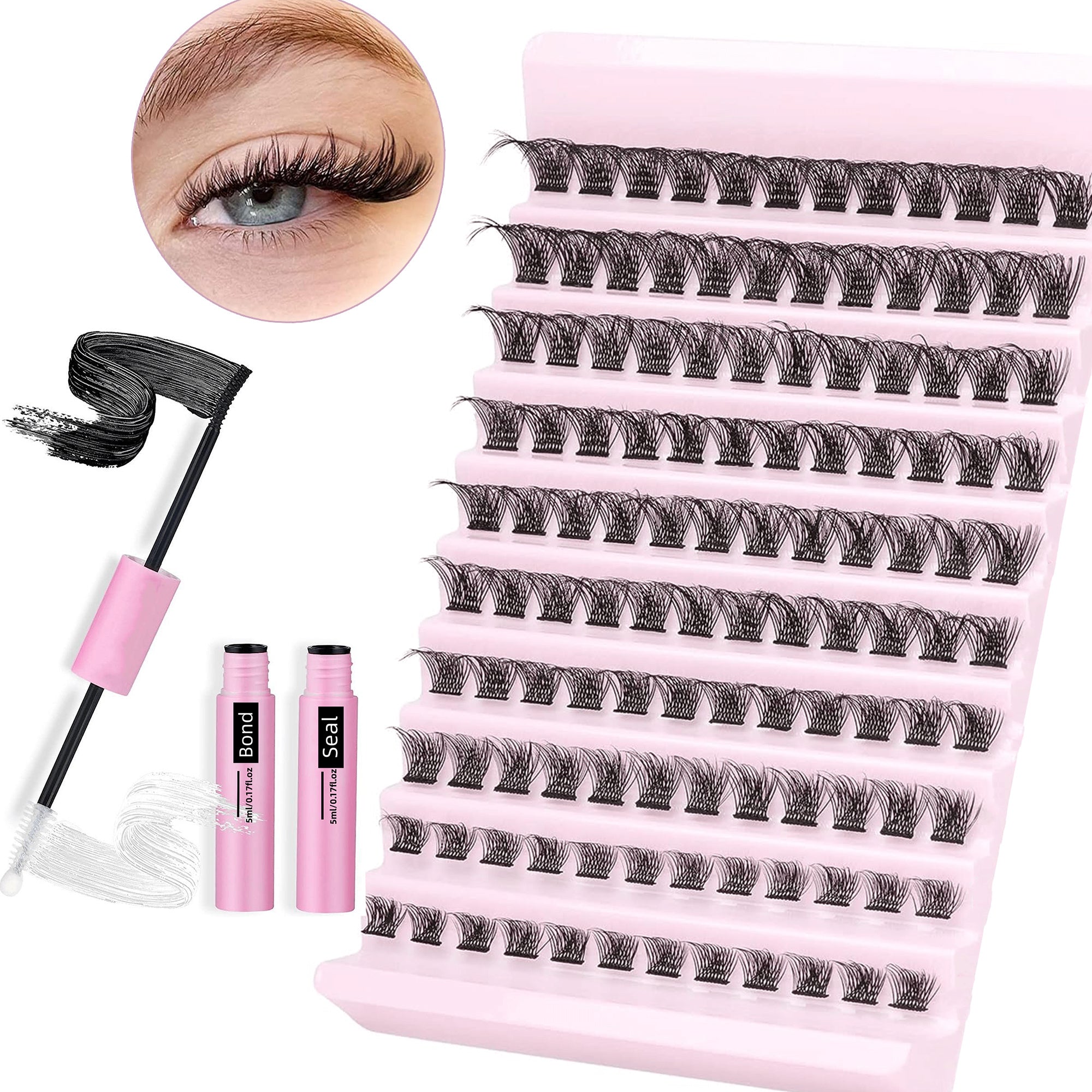 120pcs DIY Eyelash Extension Kit D Curly Wispy Thick Lashes 8-16mm Easy to Use