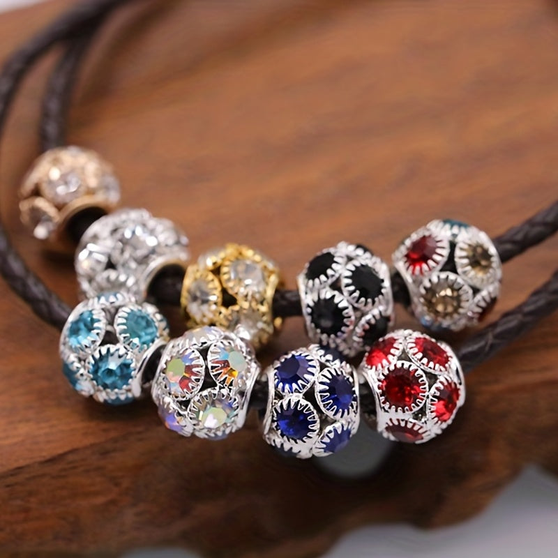 Colorful Rhinestone Large Hole Beads for DIY Jewelry