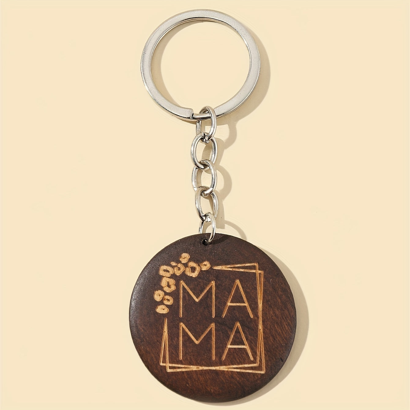 Wood Round Keychain Pendant MAMA Gift Bag Accessories