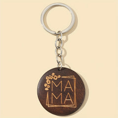 Wood Round Keychain Pendant MAMA Gift Bag Accessories