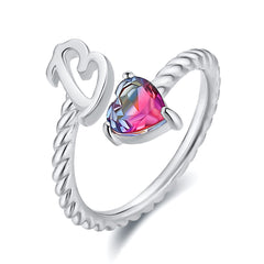 Adjustable Initial Letter Ring Zircon Rings For Women