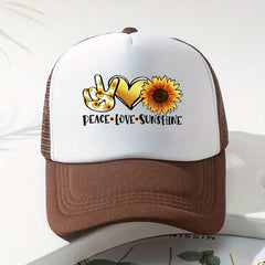 Sunflower Print Baseball Cap Outdoor Sunshade Trucker Hat