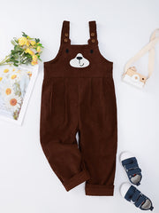 Girls Cartoon Bear Print Bib Pants for Autumn/Spring