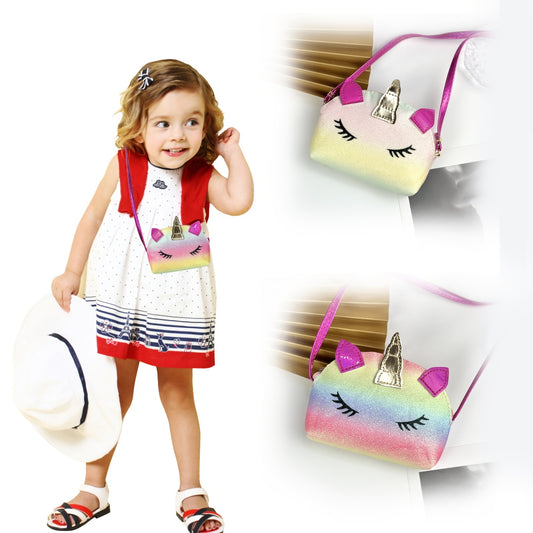 Kids Rainbow Unicorn Crossbody Bag Mini Coin Purse Handbag For Girls