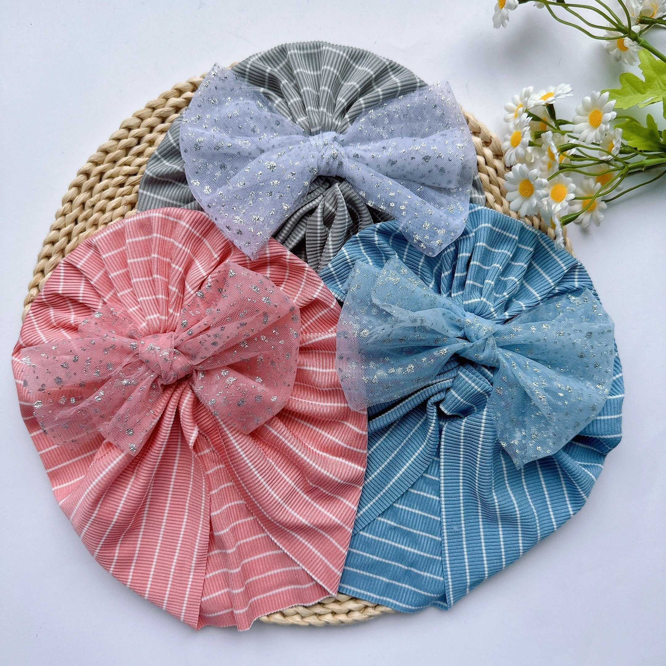 Soft Elastic Stripe Mesh Baby Hat
