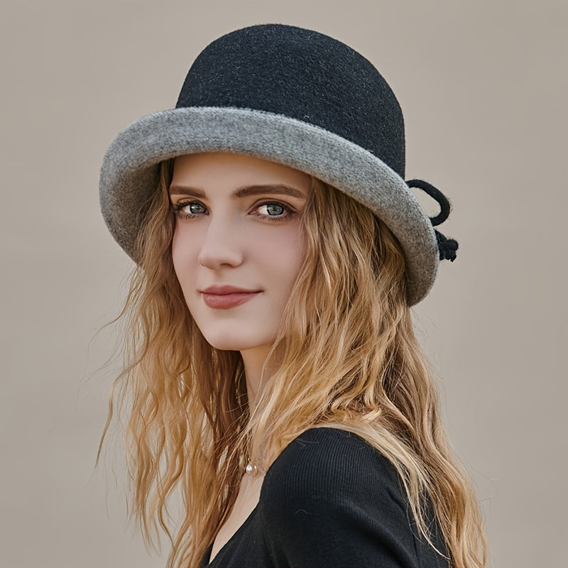 Women's Wool Fisherman Hat Solid Winter Warm