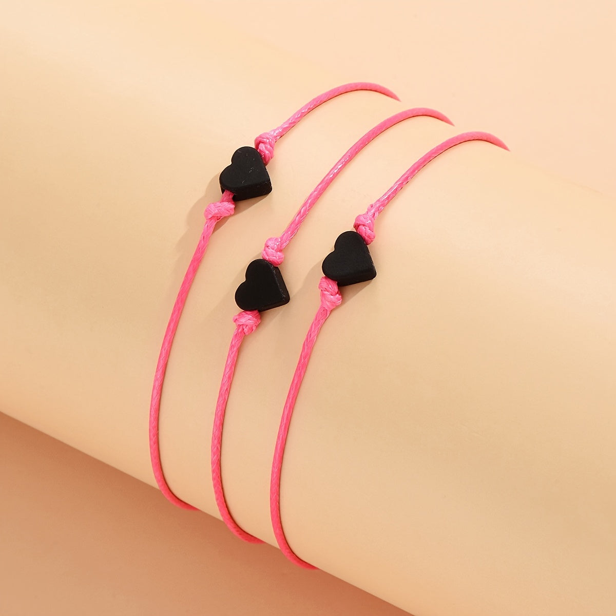 3 Pcs Rope Bracelet Heart Shape Adjustable Friendship Bangles