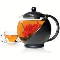 Glass Teapot Half Moon 1250ml Tea Maker Removable Filter Infuser Dishwasher Safe